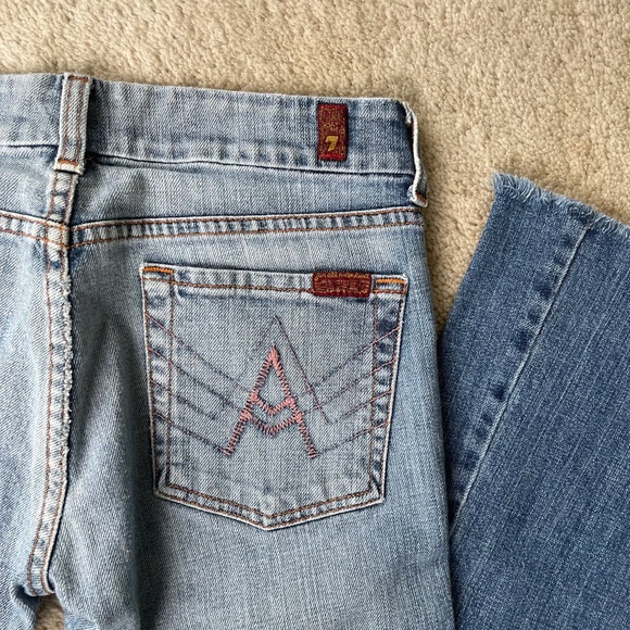 7 For All Mankind "A" Pocket Y2K Pink Stiching Low Rise Boot Cut Jeans Size 27 - Picture 7 of 8